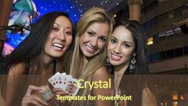  Presentation with casino - PPT theme with vacations las vegas - three young women in front background and a tawny brown colored foreground