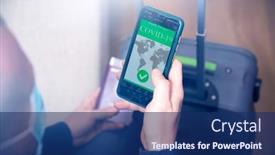  Presentation with digital health - Slide deck having vaccinated-person-using-digital-health background and a navy blue colored foreground