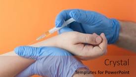  Presentation with baby doctor - Colorful theme enhanced with vaccination-concept-doctor-in-blue backdrop and a red colored foreground