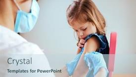  Presentation with vaccination - Audience pleasing PPT theme consisting of vaccination-of-children-doctor-examining backdrop and a sky blue colored foreground
