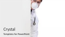  Presentation with h1n1 - Presentation theme with vaccine h1n1 - medical theme serious doctor looking background and a white colored foreground