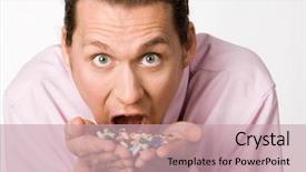  Presentation with mouth - Slide set having vaccine h1n1 - photo of frightened man background and a coral colored foreground