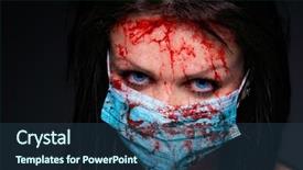  Presentation with h1n1 - PPT theme featuring vaccine h1n1 - young nurse in mask covered background and a tawny brown colored foreground