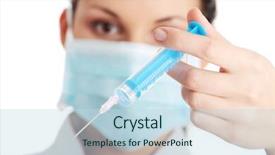  Presentation with h1n1 - Presentation design having vaccine h1n1 - young nurse in mask background and a sky blue colored foreground