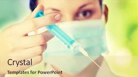  Presentation with h1n1 - Presentation theme with vaccine h1n1 - young nurse in mask background and a lemonade colored foreground