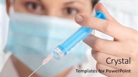  Presentation with h1n1 - Slides featuring vaccine h1n1 - young nurse in mask background and a lemonade colored foreground