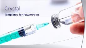  Presentation with vaccine - PPT theme having vaccine-in-vial-with-syringe background and a sky blue colored foreground