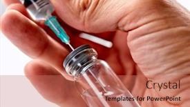  Presentation with vaccine - Theme featuring vaccine-in-vial-with-syringe background and a coral colored foreground