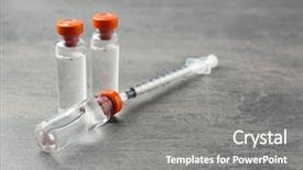  Presentation with vials - Presentation enhanced with vaccine in vials with syringe background and a gray colored foreground