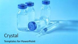  Presentation with vials - Beautiful PPT theme featuring vaccine in vials with syringe backdrop and a light blue colored foreground
