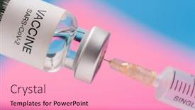  Presentation with medical vaccine - Presentation featuring vaccine-vial-with-syringe-isolated background and a coral colored foreground