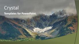  Presentation with volcano - Presentation design consisting of vachkazhets-volcano-under-clouds background and a gray colored foreground