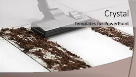  Presentation with carpet - Presentation design consisting of vacuum cleaner - cleaning concept - carpet sweeper background and a light gray colored foreground