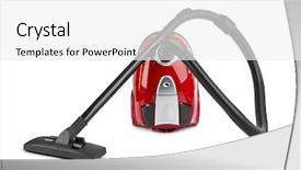  Presentation with vacuum cleaner robot - Cool new PPT theme with vacuum cleaner isolated on white backdrop and a white colored foreground