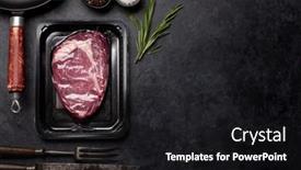  Presentation with cooking utensils - Presentation having vacuum-packed-beef-steak-ribeye background and a black colored foreground