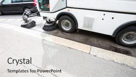  Presentation with car cleaning - Colorful presentation enhanced with vacuum truck - detail of a street sweeper backdrop and a white colored foreground