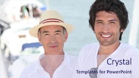  Presentation with marina - Slide deck consisting of father and grownup son at a marina background and a sky blue colored foreground