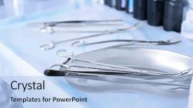  Presentation with vaginal - Audience pleasing presentation theme consisting of vaginal - gynecological tools on doctor's table backdrop and a light blue colored foreground