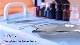  Presentation with vaginal - Amazing slides having vaginal - gynecological tools on doctor's table backdrop and a light blue colored foreground