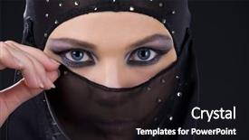  Presentation with ninja - Colorful theme enhanced with vail - closeup picture of ninja face backdrop and a wine colored foreground