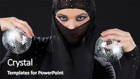  Presentation with disco balls - Presentation featuring vail - party dancer in ninja dress background and a black colored foreground