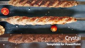  Presentation with meat poultry - Slide set featuring vail - set of lyulya kebab background and a tawny brown colored foreground