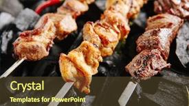  Presentation with poultry meat - Cool new slides with vail - set of shish kebabs backdrop and a tawny brown colored foreground