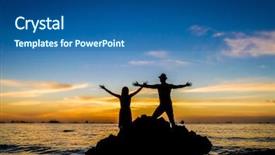  Presentation with tropical wedding - Slide deck featuring vail - young loving couple on wedding background and a ocean colored foreground