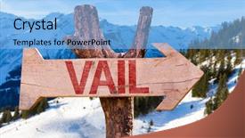  Presentation with blue aged wood sign - Presentation theme consisting of vail wooden sign with winter background and a light blue colored foreground