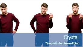  Presentation with angry - Beautiful PPT theme featuring vains - handsome blond man angry gesturing backdrop and a ocean colored foreground