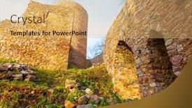  Presentation with gothic castle - Presentation theme enhanced with valdek-castle-ruin-this-early background and a yellow colored foreground
