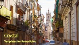  Presentation with street smart entrepreneur - Beautiful slide deck featuring valencia bolseria street in barrio backdrop and a tawny brown colored foreground