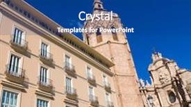  Presentation with facade - Presentation theme consisting of valencia-cathedral-facade-and-miguelete background and a ocean colored foreground