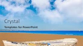  Presentation with boats - Cool new PPT theme with valencia-la-malvarrosa-beach-boats backdrop and a light blue colored foreground