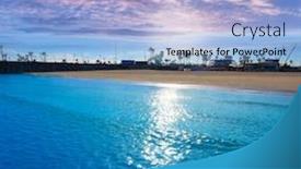  Presentation with beach - Beautiful PPT theme featuring valencia-malvarrosa-beach-las-arenas backdrop and a light blue colored foreground