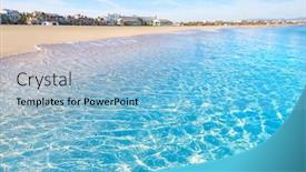  Presentation with mediterranean - Amazing slide set having valencia-malvarrosa-beach-las-arenas backdrop and a light blue colored foreground