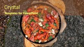  Presentation with seafood paella - Theme with valencia-paella-with-assorted-seafood background and a tawny brown colored foreground