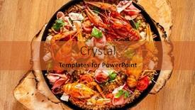  Presentation with seafood paella - Presentation theme featuring valencia-paella-with-assorted-seafood background and a red colored foreground