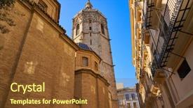  Presentation with tower - Colorful slide deck enhanced with valencia plaza de la virgen backdrop and a  colored foreground