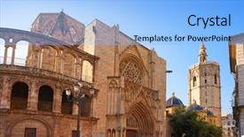  Presentation with telecommunication antenna tower radio antenna - Amazing slide deck having valencia plaza de la virgen backdrop and a light blue colored foreground