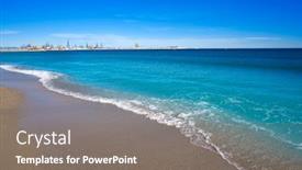  Presentation with sea port - Slide set consisting of valencia-port-view-from-pinedo background and a gray colored foreground