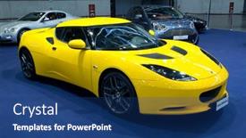  Presentation with sports car - PPT theme featuring valencia-spain-december-5 background and a ocean colored foreground