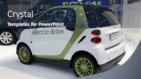  Presentation with electric car - PPT theme consisting of valencia-spain-december-5 background and a ocean colored foreground