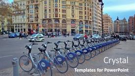  Presentation with public transport - Colorful slide set enhanced with valencia-spain-january-14-2014 backdrop and a ocean colored foreground