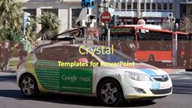  Presentation with google - Beautiful slide deck featuring paper origami cat and mouse isolated on a colorful background backdrop and a yellow colored foreground