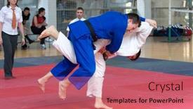  Presentation with judo - Cool new slides with valencia-spain-june-10-contestants backdrop and a coral colored foreground