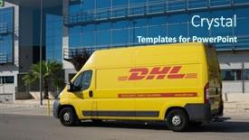  Presentation with delivery van - Presentation theme having valencia-spain-june-13-2014 background and a ocean colored foreground