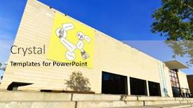  Presentation with contemporary art - Colorful presentation design enhanced with valencia-spain-june-19-facade backdrop and a blonde colored foreground