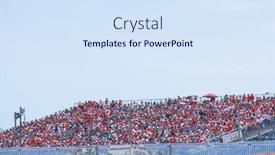  Presentation with racing - Colorful presentation theme enhanced with valencia-spain-june-27-fans backdrop and a sky blue colored foreground