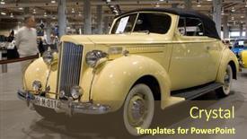  Presentation with classic car - Colorful slides enhanced with valencia-spain-october-16-restored backdrop and a tawny brown colored foreground